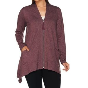 LOGO By Lori Goldstein Zip Cardigan With Pockets. Size Medium.